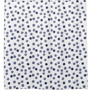 Watercolor . Blue polka dot . Shower Curtain