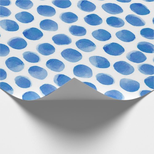  Watercolor Blue Polka Dots Pattern  Wrapping Paper