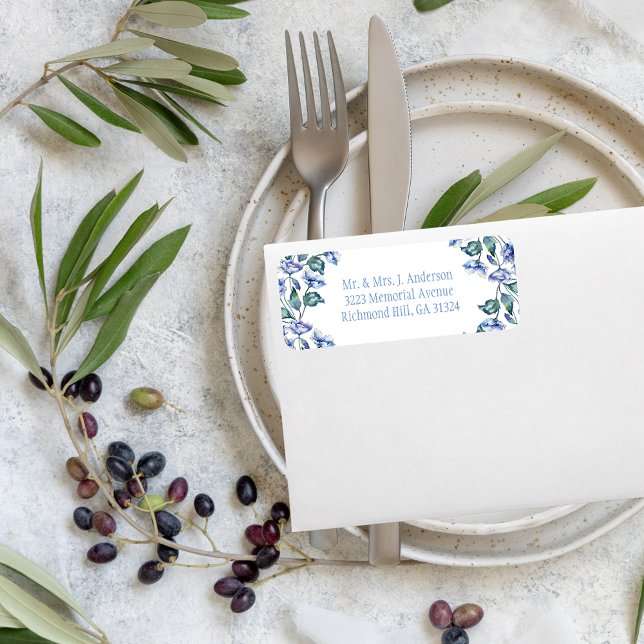 Watercolor Blue Poppies Label (Creator Uploaded)