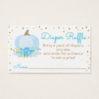Watercolor Blue Pumpkin Baby Shower Diaper Raffle
