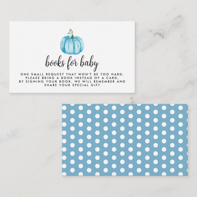 Watercolor Blue Pumpkin Book Request  Enclosure Card (Front/Back)
