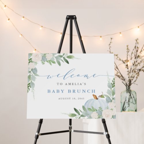 Watercolor Blue Pumpkin Fall Baby Brunch Welcome Foam Board