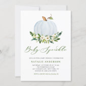 Watercolor Blue Pumpkin Fall Baby Shower Sprinkle Invitation (Front)