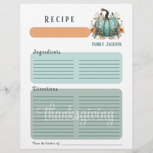 Watercolor Blue Pumpkin Thanksgiving binder page