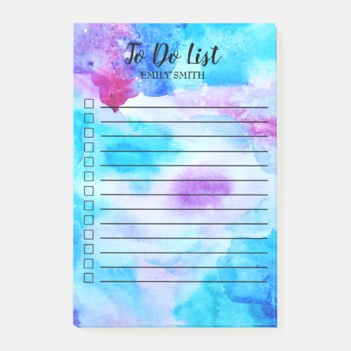 Watercolor Blue Purple Checkbox To Do Post_it Notes