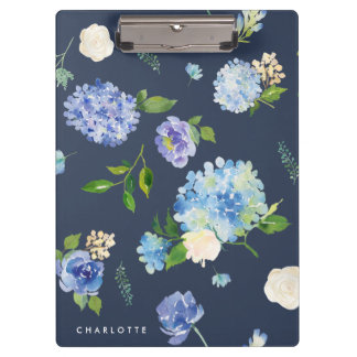 Watercolor Blue & Purple Hydrangeas Personalized Clipboard