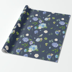Watercolor Blue & Purple Hydrangeas Wrapping Paper