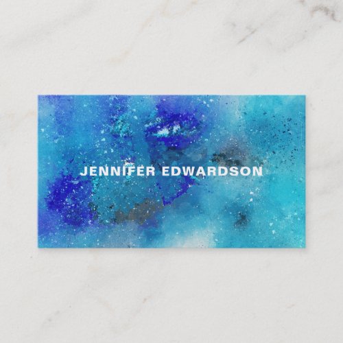 Watercolor blue purple splatter professional business card