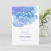 Watercolor Blue Purple Wedding Bridal Shower Invitation (Standing Front)
