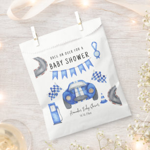 Watercolor Blue Race Car Baby Shower Favor Bag