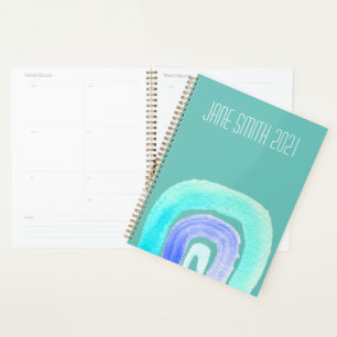 Watercolor blue rainbow colorful design planner