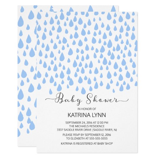 Watercolor Blue Raindrops Boys Baby Shower Invitation | Zazzle.com