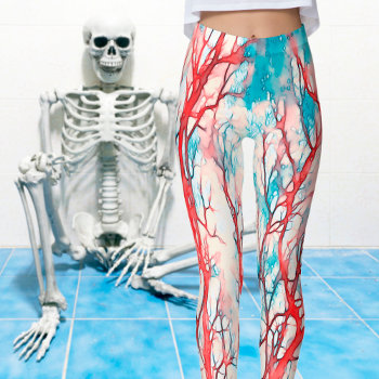 Watercolor Blue Red Coral Or Cool Creepy Veins Leggings by prettystrangeu at Zazzle