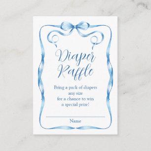 Watercolor Blue Ribbon Diaper Raffle Enclosure Card