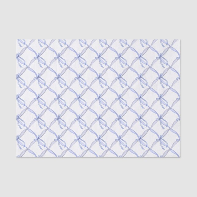 Watercolor Blue Ribbons and Bows Tissue Paper (Front)