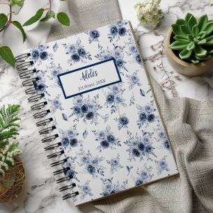 Watercolor Blue Rose Personalized Journal Notebook