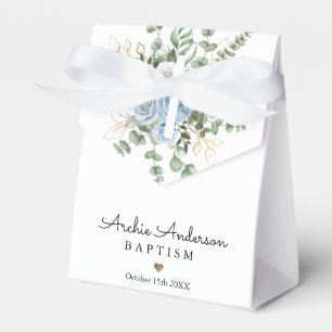 Watercolor Blue Roses Baptism Christening Favor Boxes