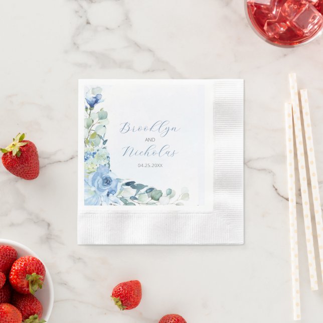 Watercolor Blue Roses Napkins (Insitu)