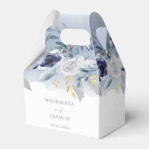 watercolor blue roses wedding favor boxes