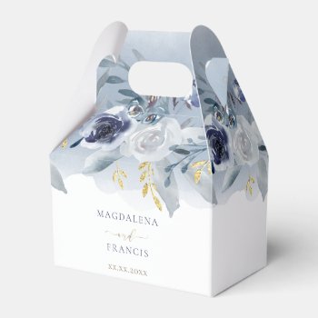 Watercolor Blue Roses Wedding Favor Boxes by amoredesign at Zazzle