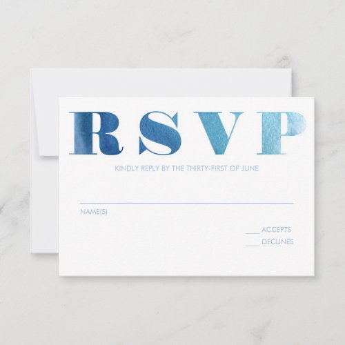 Watercolor Blue RSVP Card