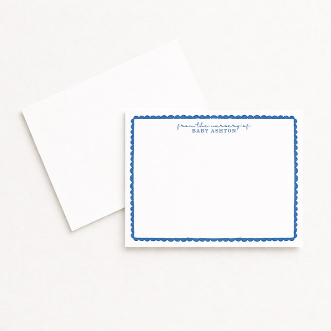 Watercolor Blue Scalloped Nursery Note Card (Creator Uploaded)