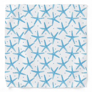 Watercolor Blue Sea Stars Pattern Bandana