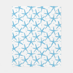 Watercolor Blue Sea Stars Pattern Fleece Blanket