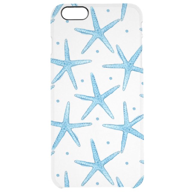 Watercolor Blue Sea Stars Pattern Uncommon iPhone Case (Back)