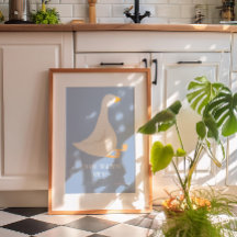 Watercolor blue silly goose poster