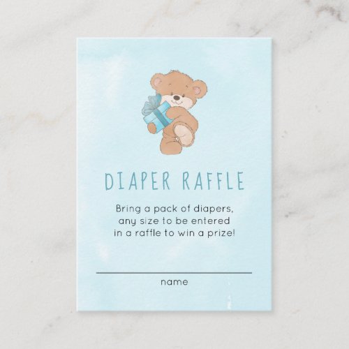 Watercolor Blue Simple Teddy Bear Baby Shower Enclosure Card