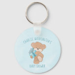 Watercolor Blue Simple Teddy Bear Baby Shower Keychain at Zazzle