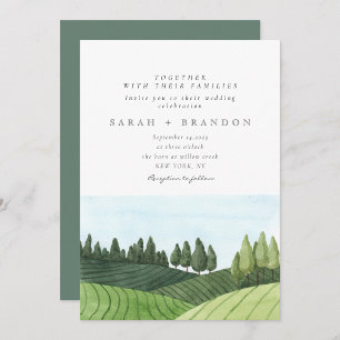 Watercolor Blue Sky Forest Wedding  Invitation