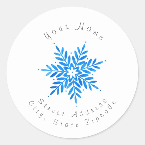 Watercolor Blue Snowflake  Labels