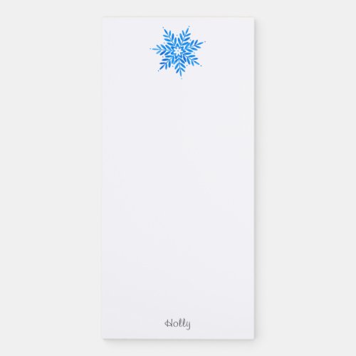  Watercolor Blue Snowflake  Magnetic Notepad