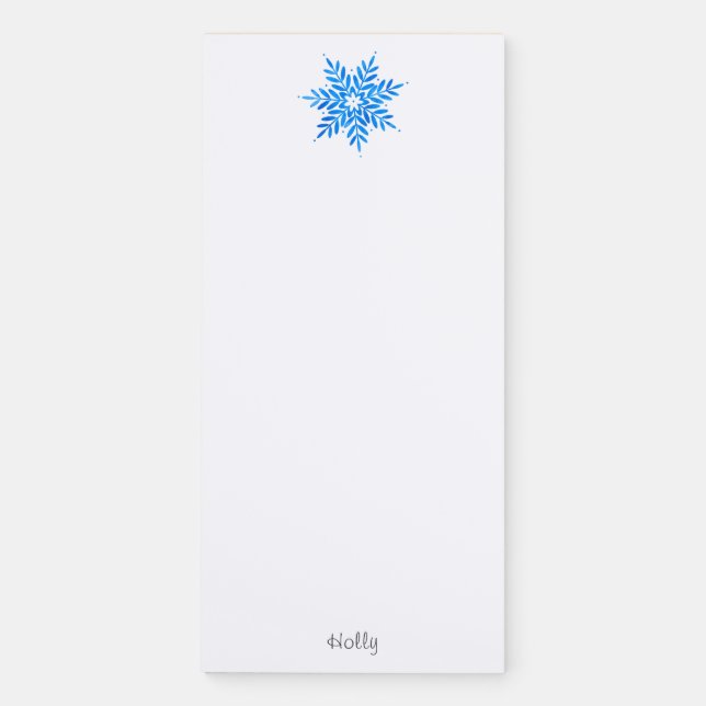  Watercolor Blue Snowflake  Magnetic Notepad (Front)