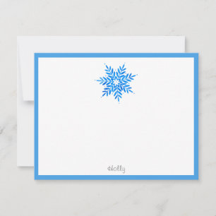 Watercolor Blue Snowflake Note Card