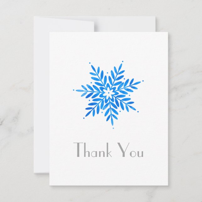 Watercolor Blue Snowflake  Thank You (Front)
