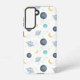 Watercolor Blue Space Planet Pattern Samsung Galaxy S21 Case