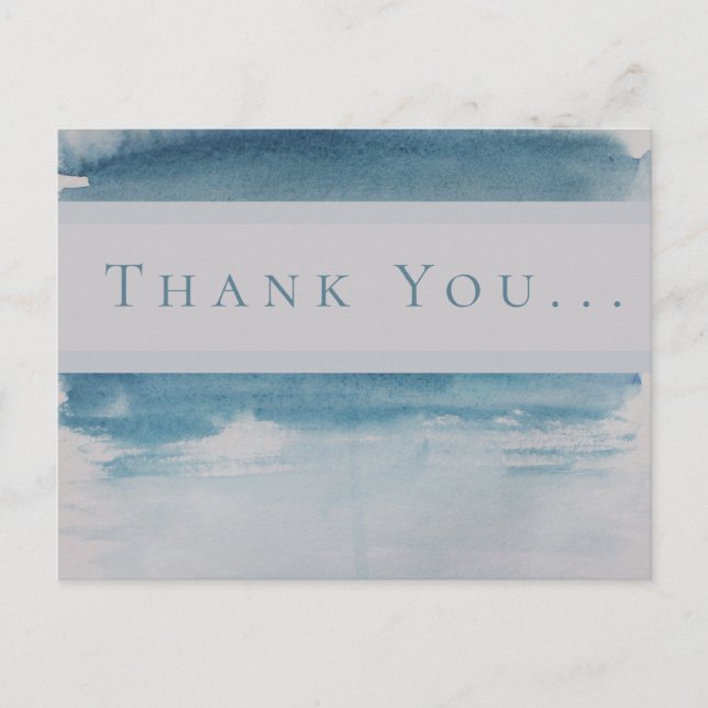 Watercolor Blue Splas Wedding Invitation Thank You Postcard (Front)