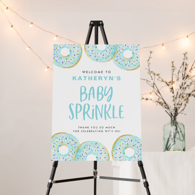 Watercolor Blue Sprinkle Donuts Baby Sprinkle Foam Board (In Situ (Stand))