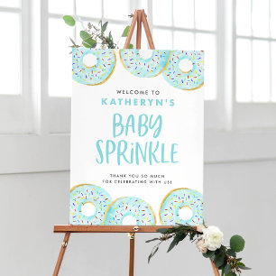 Watercolor Blue Sprinkle Donuts Baby Sprinkle Poster