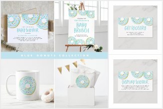 Watercolor Blue Sprinkle Donuts Collection