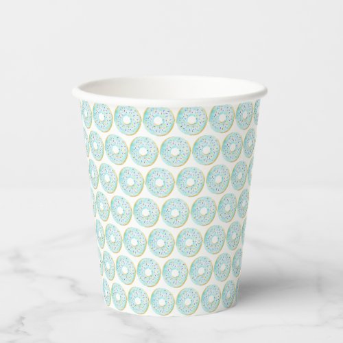 Watercolor Blue Sprinkle Donuts Pattern Birthday Paper Cups