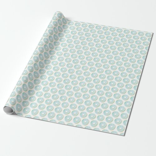 Watercolor Blue Sprinkle Donuts Pattern Wrapping Paper