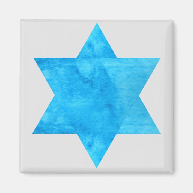 watercolor Blue Star of David Magnet (Front)