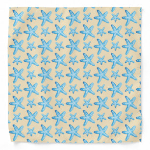 Watercolor Blue Starfish Pattern Bandana