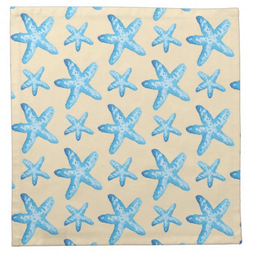 Watercolor Blue Starfish Pattern Cloth Napkin