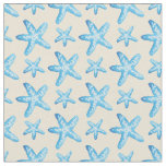 Watercolor Blue Starfish Pattern Fabric