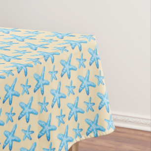 Watercolor Blue Starfish Pattern Tablecloth